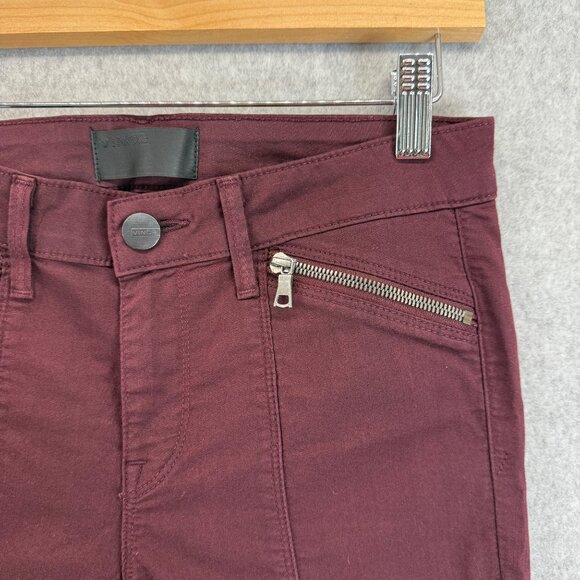 Vince Womens Shiraz Skinny Leg Moto Pants Wine Color Red Zip Detail Size 27 - Picture 5 of 14